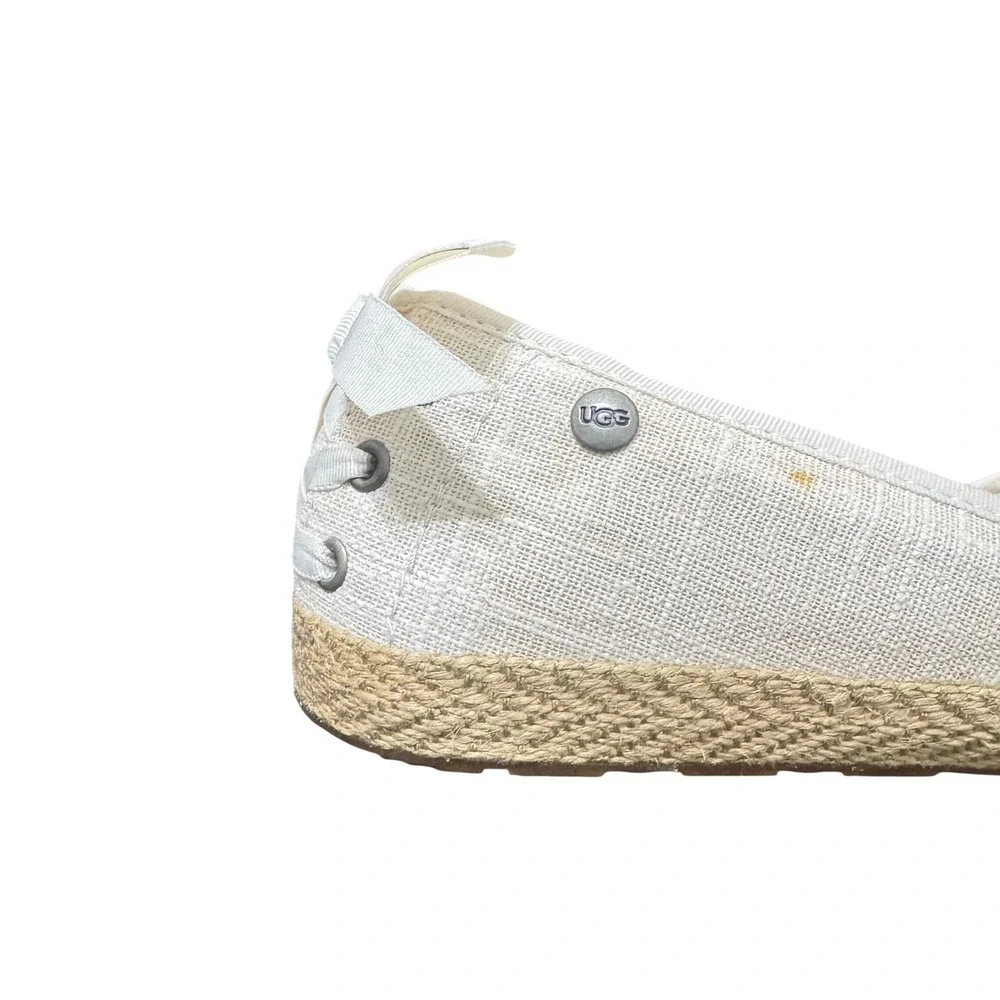 UGG Indah Espadrille Flats Womens 8 Cream Canvas Slip-On Jute Sole 1003493